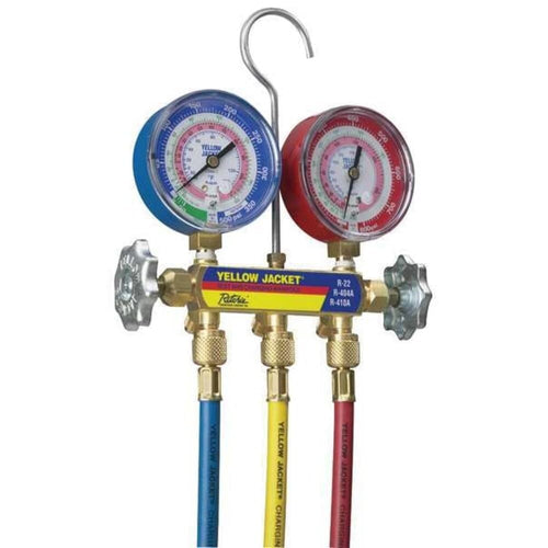 Yellow Jacket 42004 Series 41 Manifold with 3-1/8" Gauge, psi, R-22/404A/410A