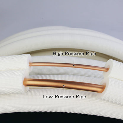 50ft Length Mini Split Line Set 1/4" 3/8" OD Copper Pipes Tubing and 3/8 White PE Thickened Insulated with Flared Nuts for Mini Split Air Conditioner HVAC or Heat Pump for 9000BTU (1/4+3/8 with wires)