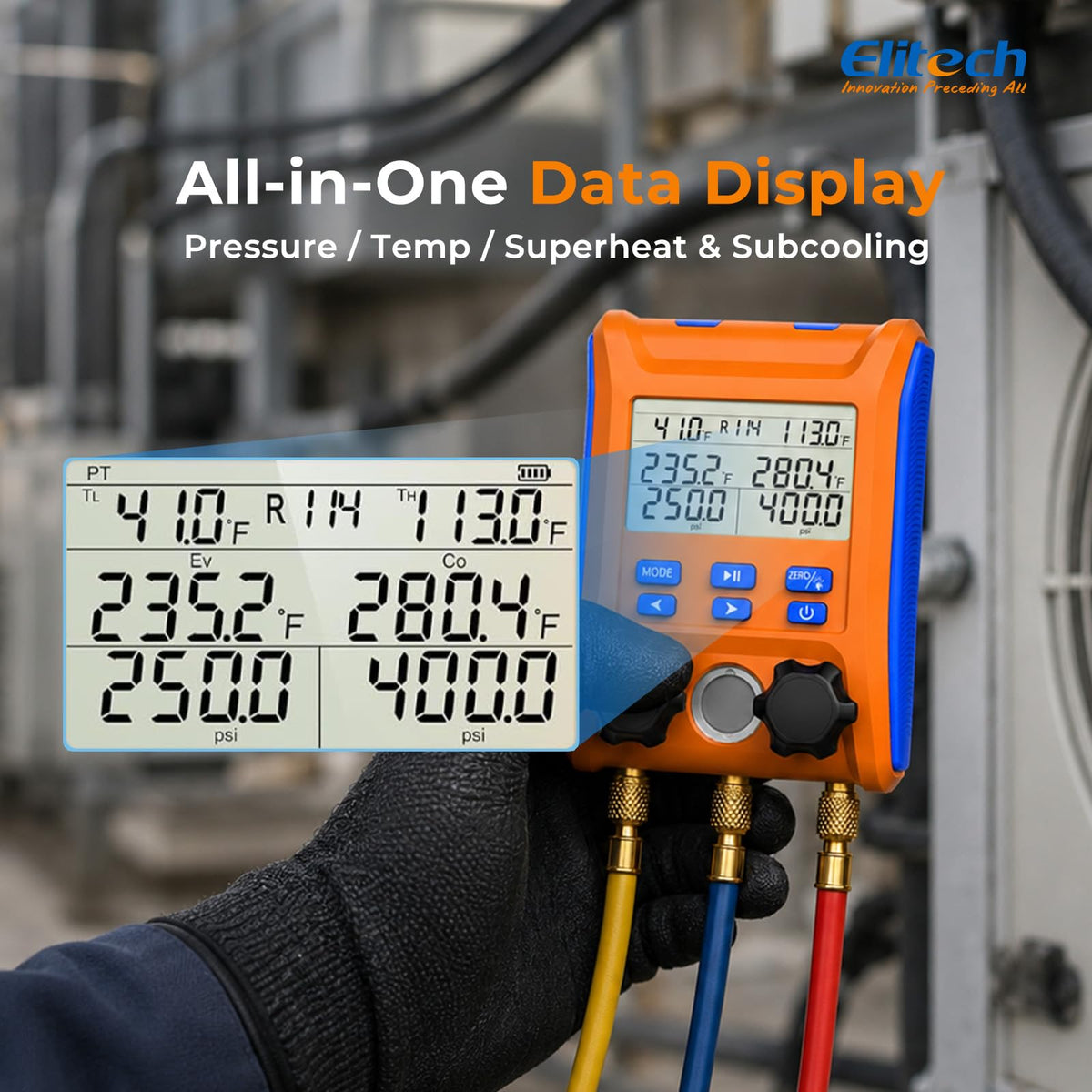 Elitech LMG-10W Wireless HVAC Manifold with Data Logging