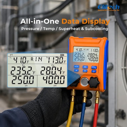 Elitech LMG-10W Wireless HVAC Manifold with Data Logging