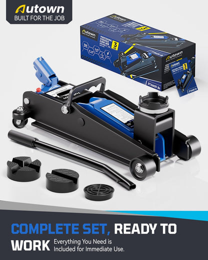 AUTOWN 3 Ton Floor Jack, Alloy Steel Hydraulic Car Jack with Quick Lift & Cross-Shape Rubber Pad, 7.1-20.9 Inch Lifting Range for SUV Truck (6600 lbs)