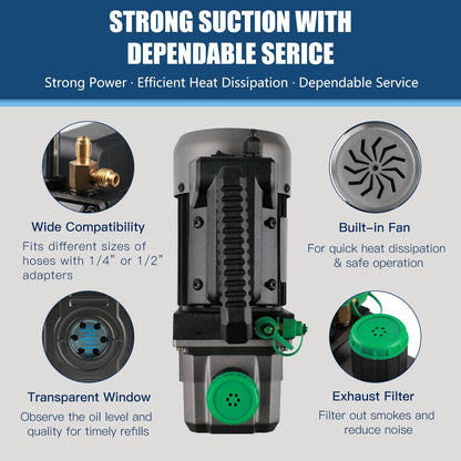 PB Motor Tech Vacuum Pump Kit with 3-Way Manifold Gauge & Leak Detector