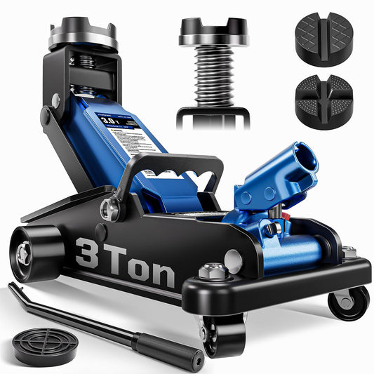 AUTOWN 3 Ton Floor Jack, Alloy Steel Hydraulic Car Jack with Quick Lift & Cross-Shape Rubber Pad, 7.1-20.9 Inch Lifting Range for SUV Truck (6600 lbs)