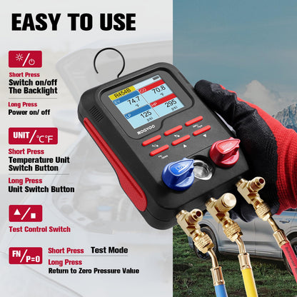 ROGVOC Digital Manifold Gauge, HVAC Refrigerants Digital AC Gauges Set