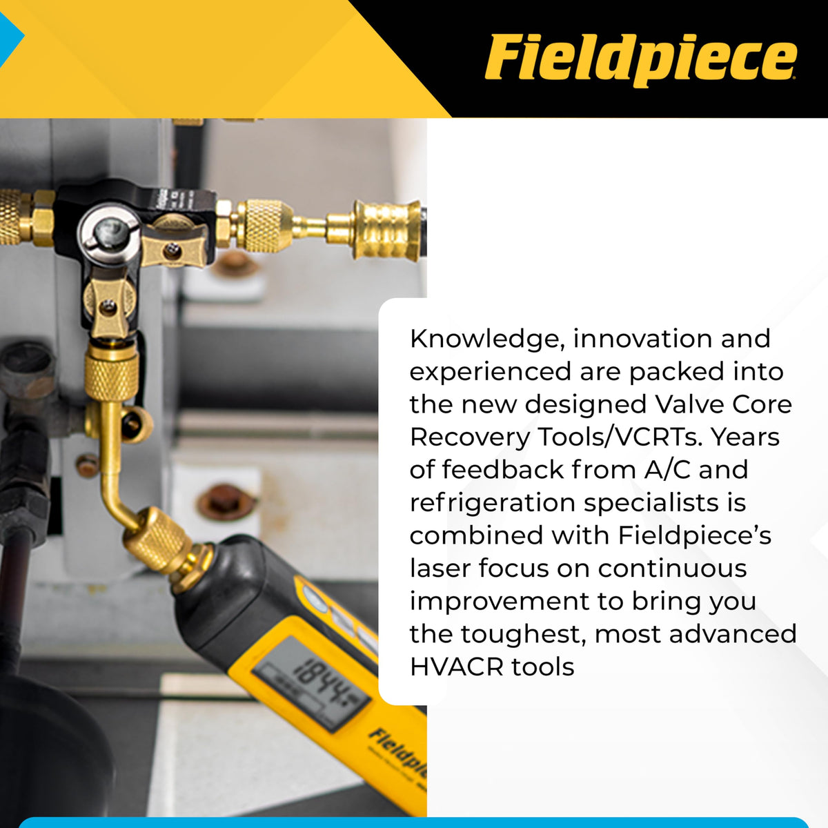 Fieldpiece - VC2G 1/4″ Valve Core Removal Tool Dual Valve with Sight Glass - Vacuum-Rated 20 microns & A2L Compatible - HVAC Tools